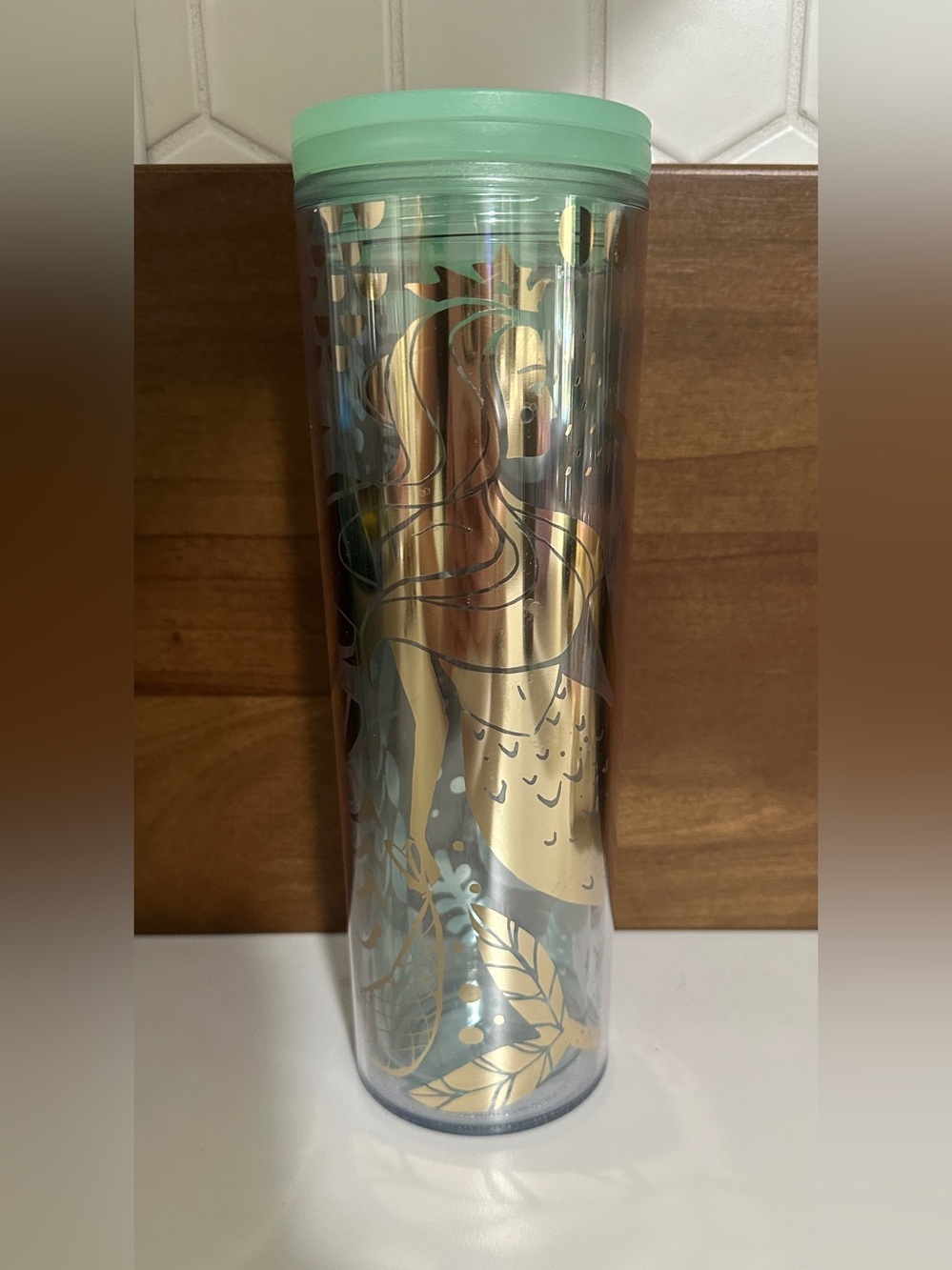 Starbucks Mermaid Siren Plastic Tall 16oz Travel Tumbler
